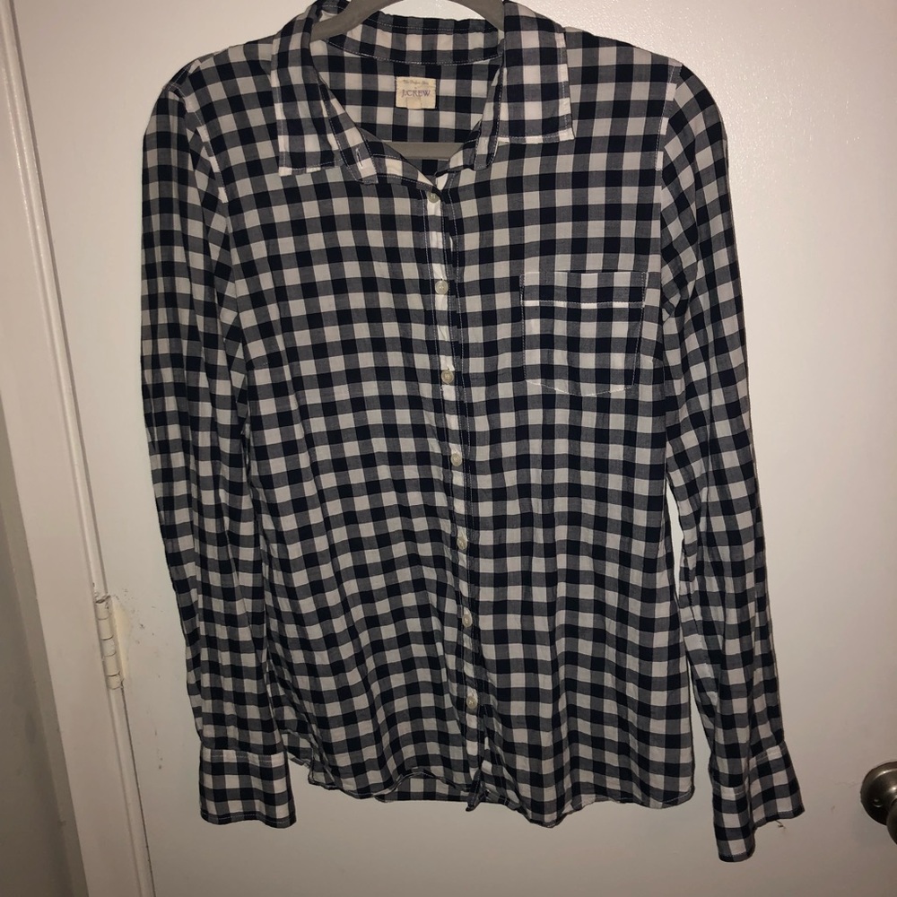 Jcrew Navy Gingham Button Down - image 2